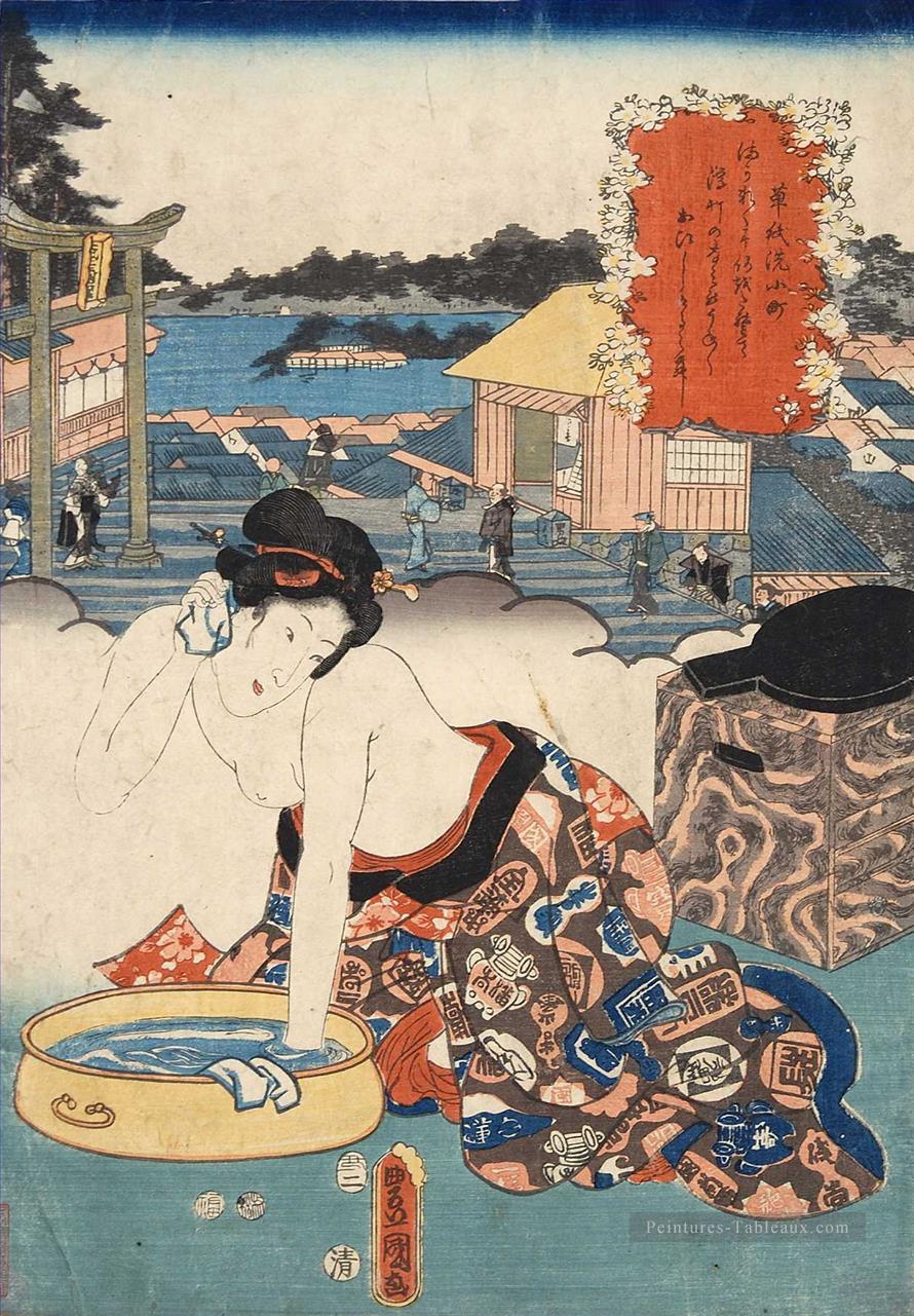 Komachi lavage Soshi Utagawa Kunisada japonais Peintures à l'huile